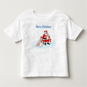 T-shirt Pour Les Tous Petits Joyeux Noël - Père Noël avec chat et chien