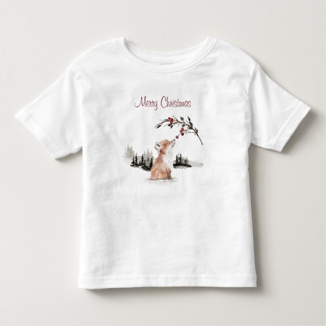 T-shirt Pour Les Tous Petits Joyeux Noël Renard de la Forêt (Devant)