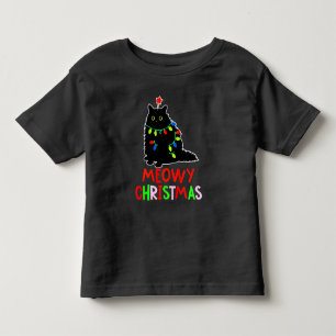 T-shirt Pour Les Tous Petits Joyeux Noël Xmas Lumières Pyjama Chat Noir
