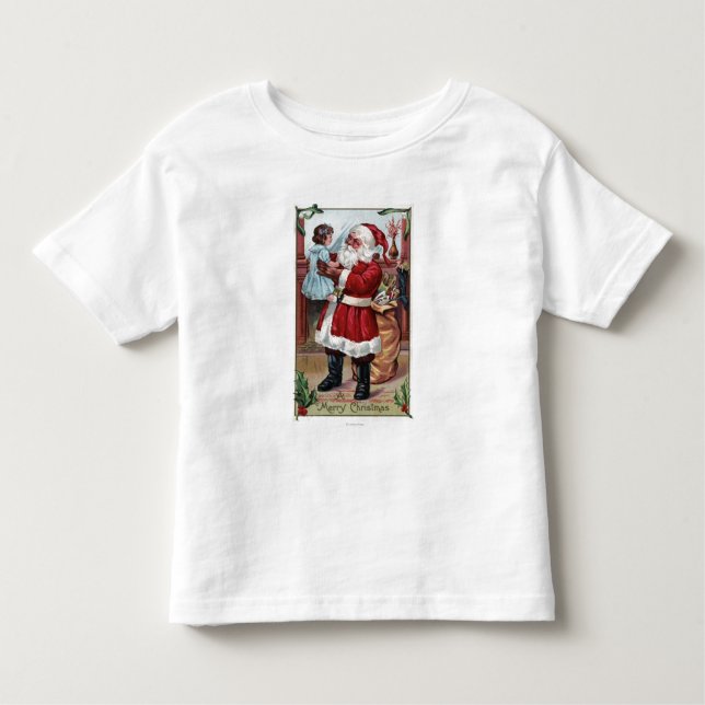 T-shirt Pour Les Tous Petits Joyeux NoëlFille de Noël en bleu (Devant)
