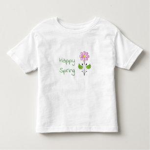 T-shirt Pour Les Tous Petits Joyeux printemps vert type avec Fleur rose