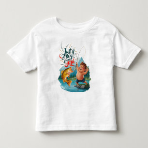 T-shirt Pour Les Tous Petits Joyous Boy Reeling dans une grande prise sur le la