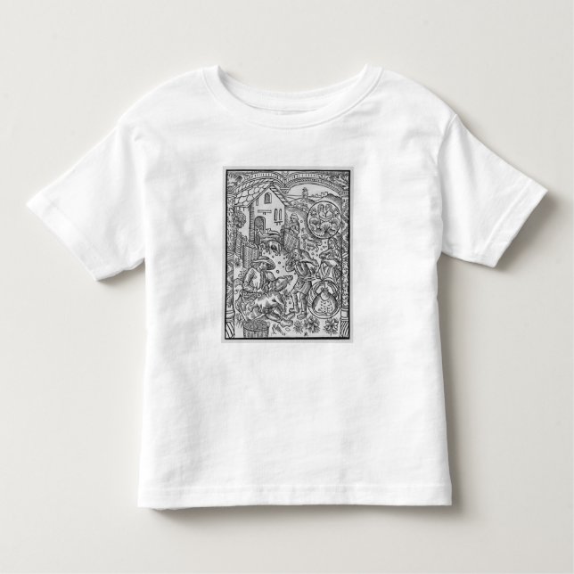 T-shirt Pour Les Tous Petits Juin, tonte des moutons, Gémeaux (Devant)