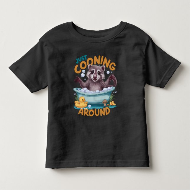 T-shirt Pour Les Tous Petits Juste Cooning, Jouer Raccoon Durée du bain Aventur (Devant)