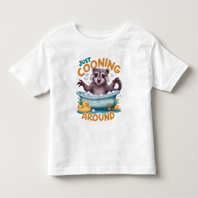 T-shirt Pour Les Tous Petits Juste Cooning, Jouer Raccoon Durée du bain Aventur (Devant)