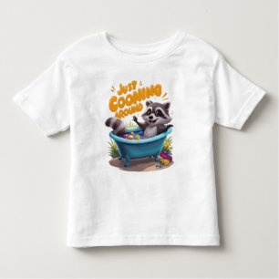 T-shirt Pour Les Tous Petits Juste Cooning Mischievous Raccoons Bath Adventure