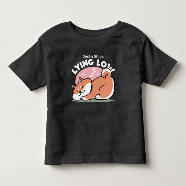 T-shirt Pour Les Tous Petits Juste un Shiba allongé bas : mignonne conception S (Devant)