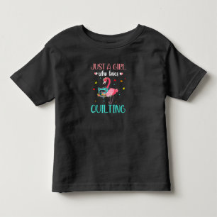T-shirt Pour Les Tous Petits Juste Une Fille Qui Aime Le Quilting Et Le Flamant