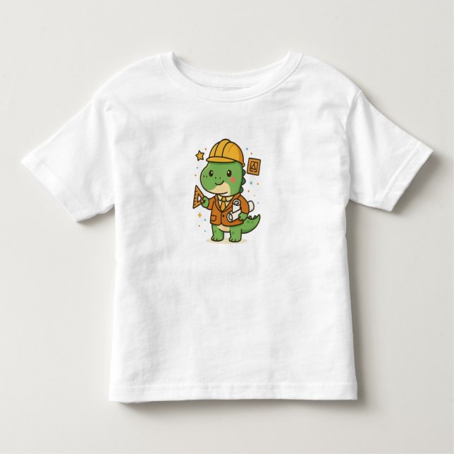 T-shirt Pour Les Tous Petits Kawaii  Architect Dinosaur – Cute Dino Jobs (Devant)