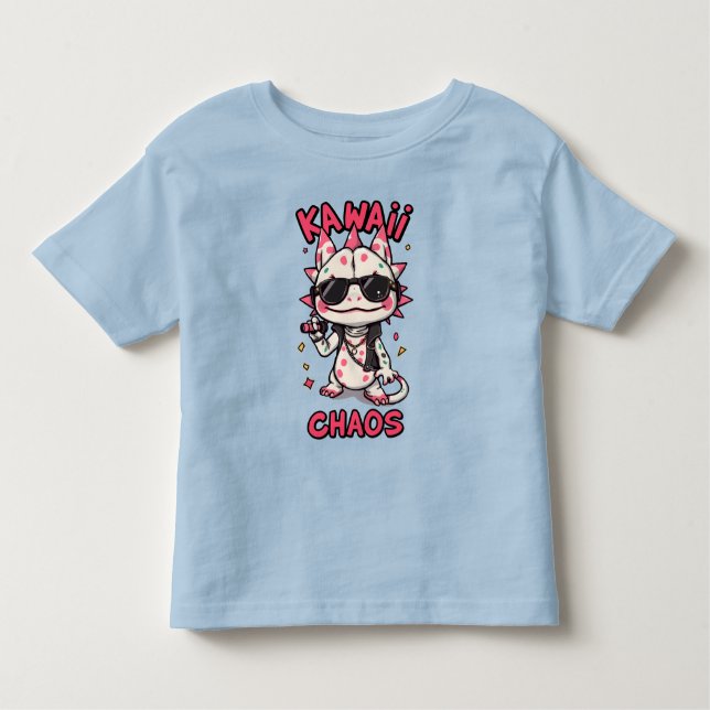 T-shirt Pour Les Tous Petits Kawaii Chaos Cool Axolotl Sunglasses LeatherJacket (Devant)
