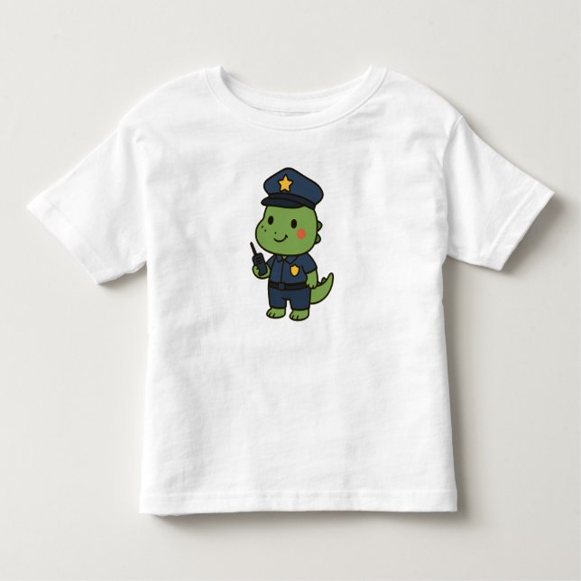 T-shirt Pour Les Tous Petits Kawaii Officer Dinosaur – Cute Dino Jobs (Devant)