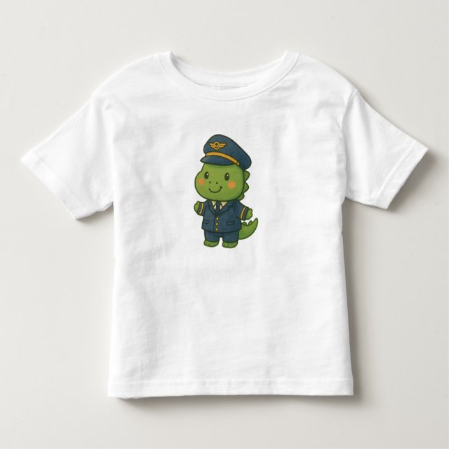 T-shirt Pour Les Tous Petits Kawaii PilotDinosaur – Cute Dino Jobs (Devant)