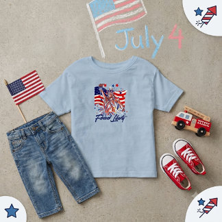 T-shirt Pour Les Tous Petits Kids Patriotic Statue of Liberty American Flag