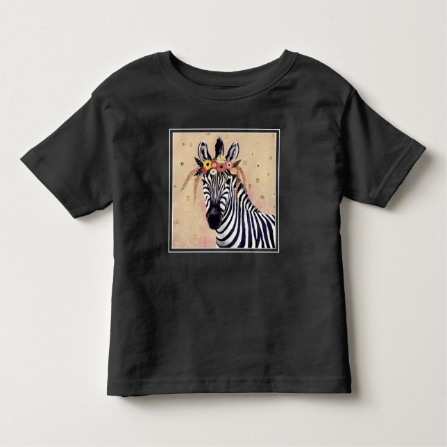T-shirt Pour Les Tous Petits Klimt Zebra | Orné De Fleurs (Devant)
