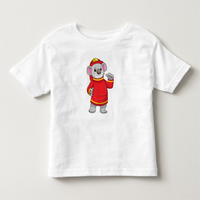 T-shirt Pour Les Tous Petits Koala as Firefighter with Helmet (Devant)