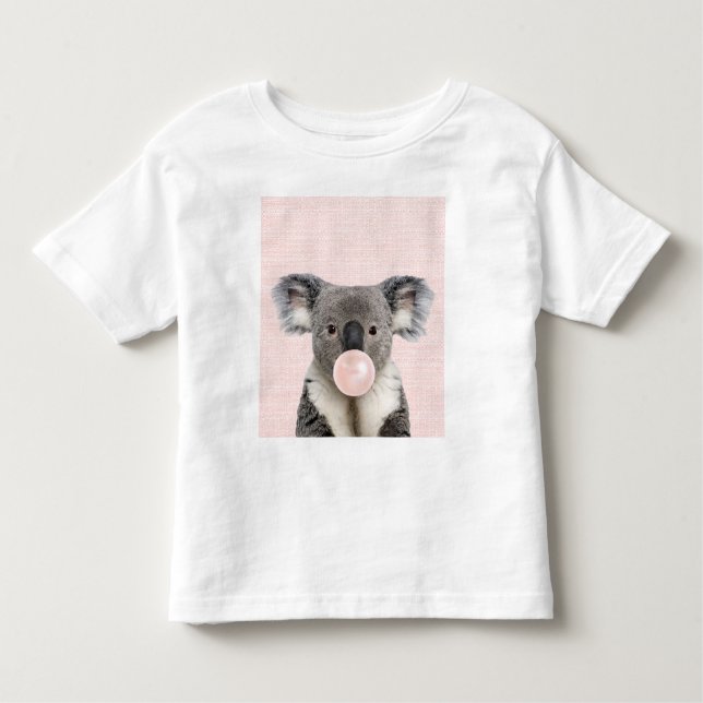 T-shirt Pour Les Tous Petits Koala Bear Blow Pink Buble gomme (Devant)