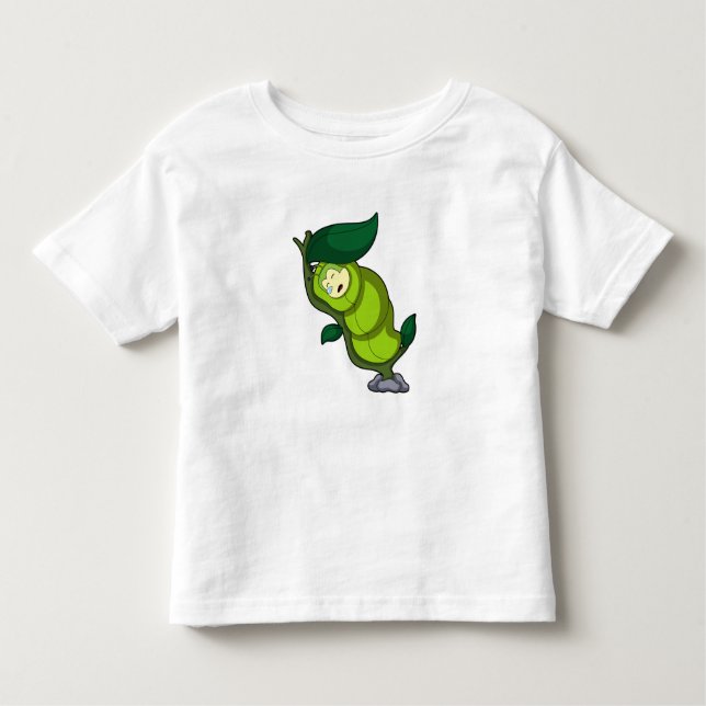 T-shirt Pour Les Tous Petits La chenille au coucher avec la feuille (Devant)