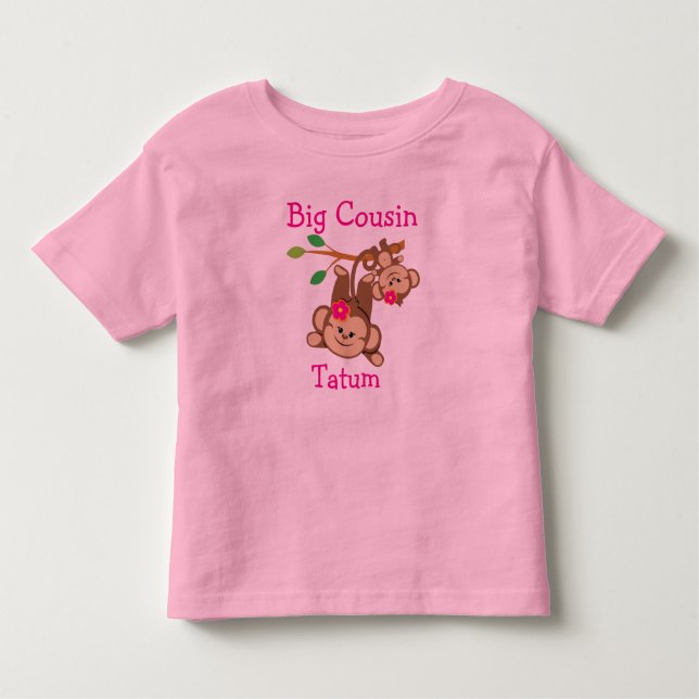 T-shirt Pour Les Tous Petits La fille personnalisée Monkeys le grand cousin (Devant)
