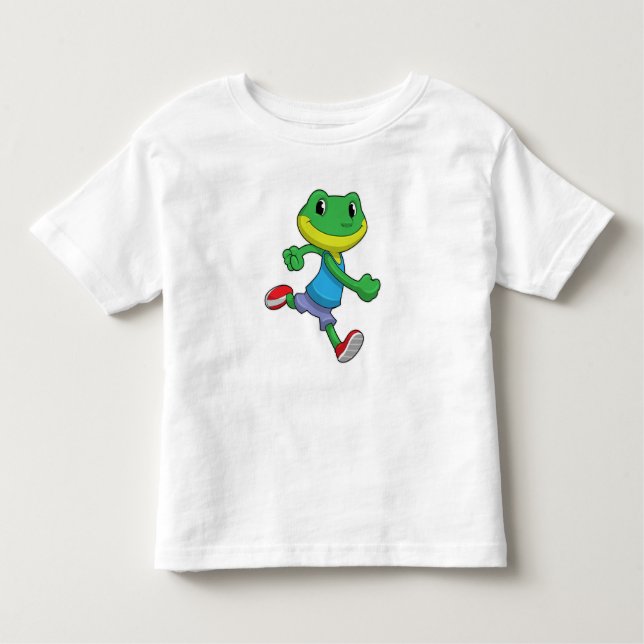 T-shirt Pour Les Tous Petits La grenouille comme coureur à la course (Devant)