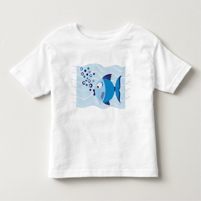 T-shirt Pour Les Tous Petits La lumière bleue de composition en poissons badine (Devant)