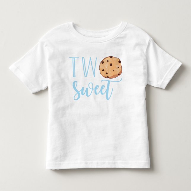 T-shirt Pour Les Tous Petits Lait et biscuits bleu 2e anniversaire deux sucrés (Devant)