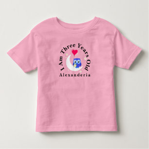 T-shirt Pour Les Tous Petits L'anniversaire bleu de hibou ajoutent le nom, je