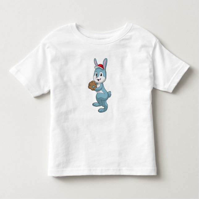 T-shirt Pour Les Tous Petits Lapin au baseball avec gant de baseball (Devant)