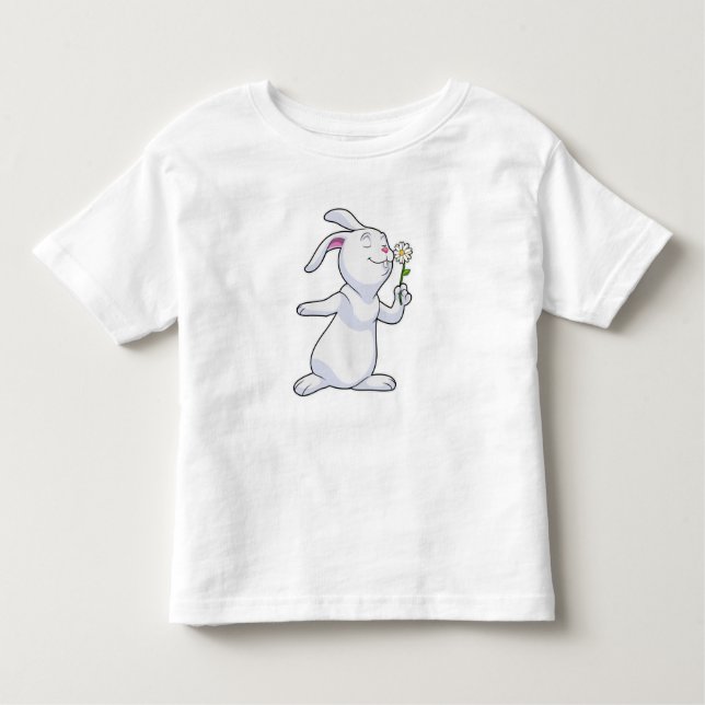 T-shirt Pour Les Tous Petits Lapin avec marguerite (Devant)