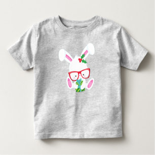 T-shirt Pour Les Tous Petits Lapin De Noël, Lapin Hipster, Lapin Avec Lunettes