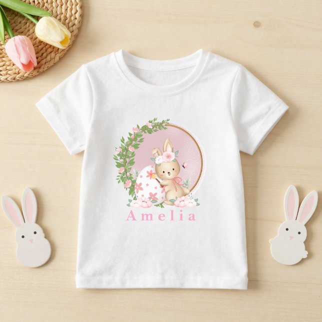 T-shirt Pour Les Tous Petits Lapin de Pâques au jardin personnalisé  (Créateur téléchargé)