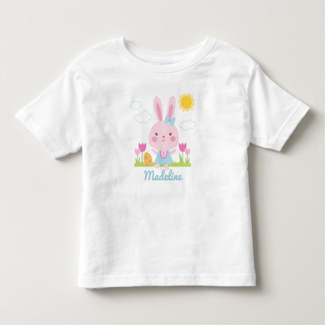 T-shirt Pour Les Tous Petits Lapin de Pâques de fille mignonne (Devant)