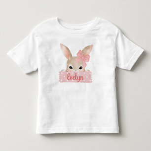 T-shirt Pour Les Tous Petits Lapin de Pâques fille aquarelle rose