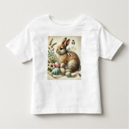 T-shirt Pour Les Tous Petits Lapin de Pâques vintage aquarelle