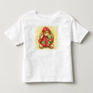 T-shirt Pour Les Tous Petits Lapin en imperméable rouge avec une grenouille, pa