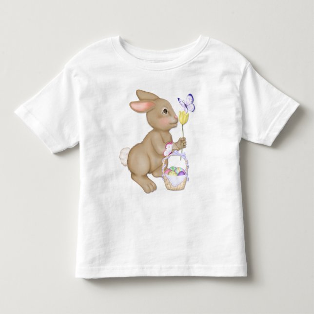 T-shirt Pour Les Tous Petits Lapin et panier de Pâques (Devant)