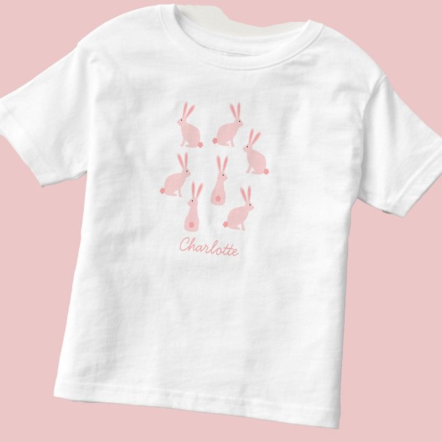 T-shirt Pour Les Tous Petits Lapin mignon lapins rose Personnalisé (Cute bunny rabbit personalized t-shirt)