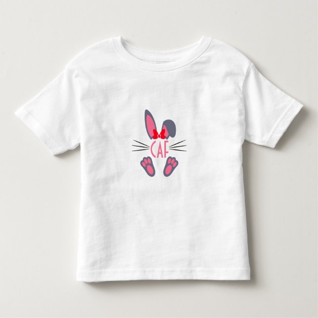 T-shirt Pour Les Tous Petits Lapin Pâques Rose Monogramme (Devant)