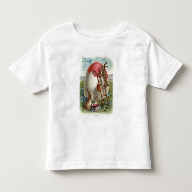 T-shirt Pour Les Tous Petits Lapins peignant un oeuf (Devant)
