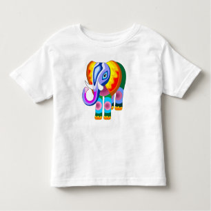 T-shirt Pour Les Tous Petits L'arc-en-ciel d'éléphant colore la pièce en t