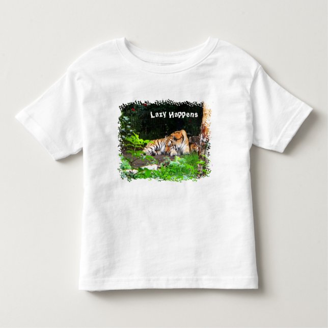 T-shirt Pour Les Tous Petits Lazy arrive le tigre de Sibérie (Devant)