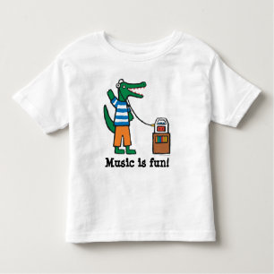 T-shirt Pour Les Tous Petits Le crocodile frais écoute la musique