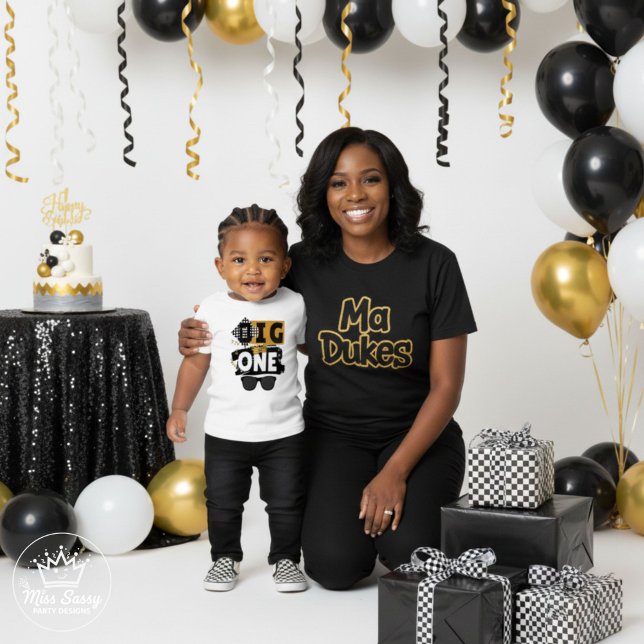 T-shirt Pour Les Tous Petits Le Grand Hip hop rétro 1er anniversaire (Retro hip hop toddler tee for your baby’s first birthday – celebrate The Big ONE in hip hop style.)