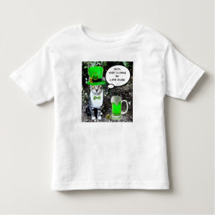 T-SHIRT POUR LES TOUS PETITS LE JOUR DE SAINT PATRICK CAT WITH GREEN IRISH