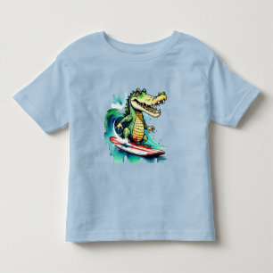 T-shirt Pour Les Tous Petits Le surf de crocodile drôle