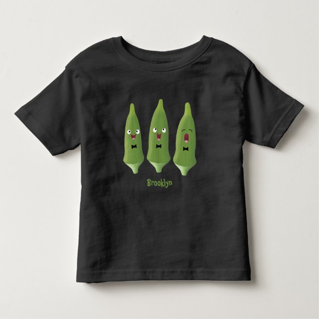 T-shirt Pour Les Tous Petits Légume okra de dessin animé chantant mignon (Devant)