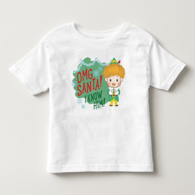 T-shirt Pour Les Tous Petits L'elfe Buddy OMG Santa ! Je le connais ! (Devant)