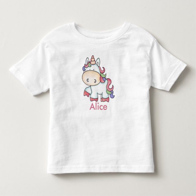 T-shirt Pour Les Tous Petits Les cadeaux Unicorne Personnalisés d'Alice (Devant)
