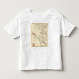 T-shirt Pour Les Tous Petits Les Etats-Unis deux cartes lithographiées par