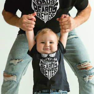 T-SHIRT POUR LES TOUS PETITS LES PAPAS DRÔLES AVEC BARBE SONT MEILLEURS POUR LA