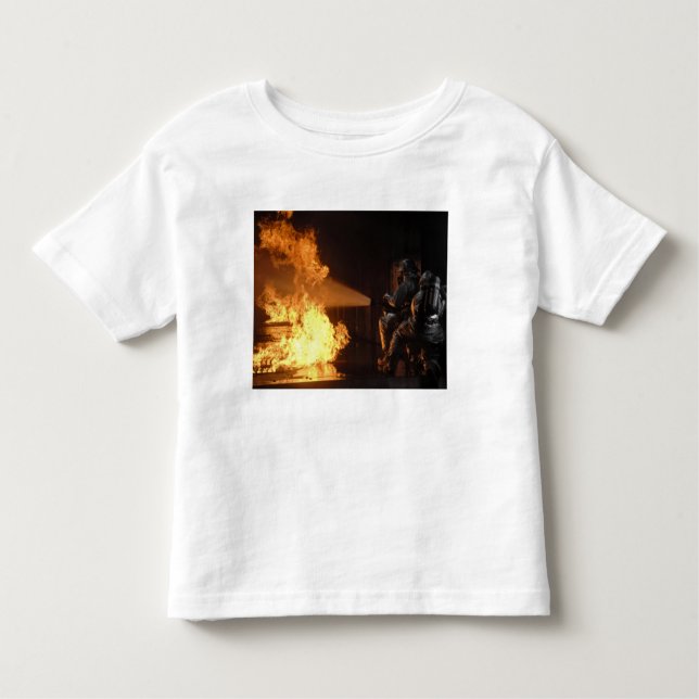 T-shirt Pour Les Tous Petits Les pompiers éteignent un feu simulé de batterie (Devant)